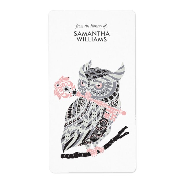 Etiqueta Marcador de búho Rosa (Frente)