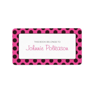 Etiqueta Marcador de puntos de polka rosa y marrón caliente