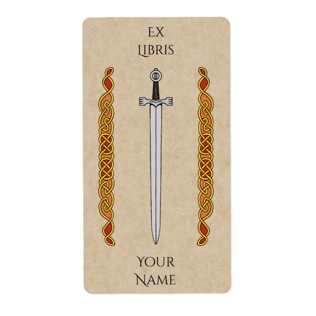 Etiqueta Marcador irlandés de espadas y nudos (Frente)