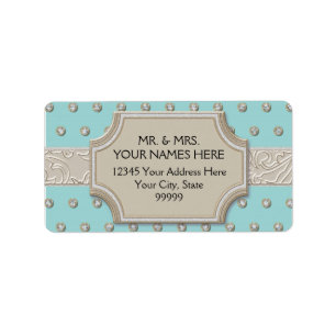 Etiqueta Marco Art Deco Champagne puntos de joyas plateadas