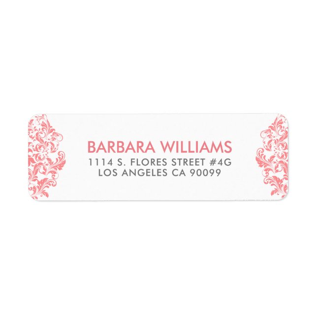 Etiqueta Marco de encaje floral rosado (Frente)