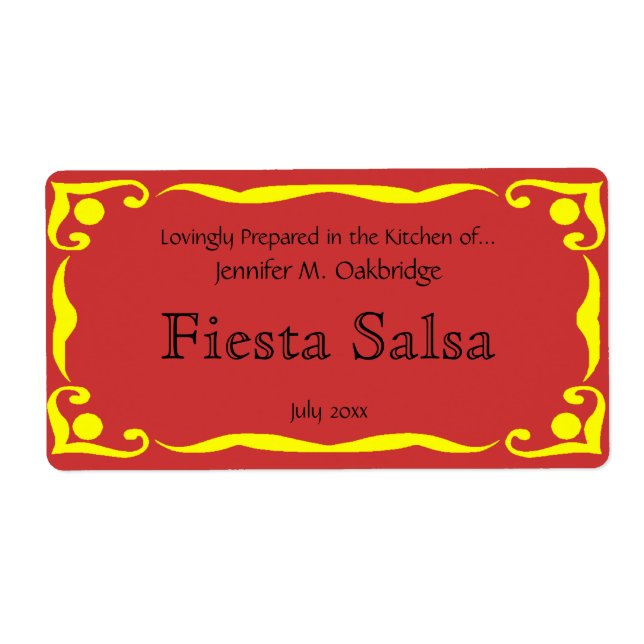 Etiqueta Marco de estilo victoriano amarillo con espalda ro (Frente)