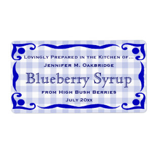 Etiqueta Marco de estilo victoriano azul con comida de Ging