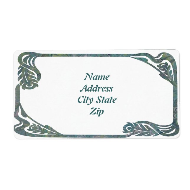 Etiqueta Marco de la pluma de pavo real (Frente)