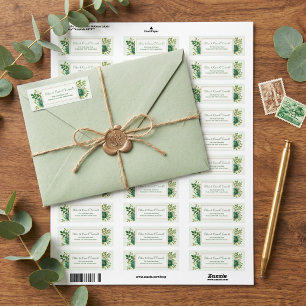 Etiqueta Marco de oro con acuarela verde esmeralda para la 