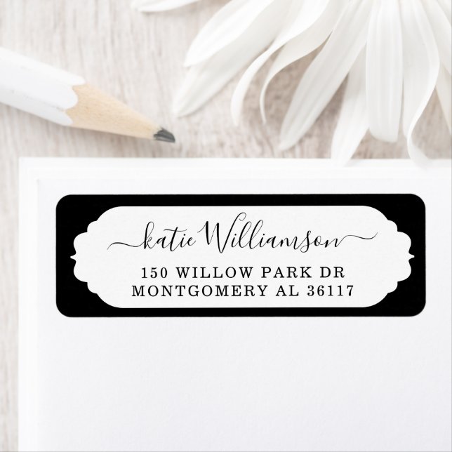 Etiqueta Marco de vieira Caligrafía personalizada Negro (In situ)