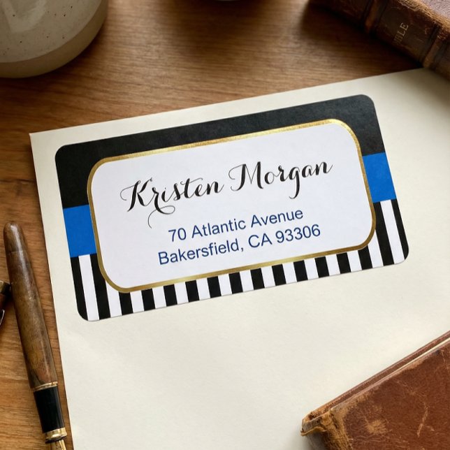 Etiqueta Marco dorado con franjas blancas azul marino (Subido por el creador)