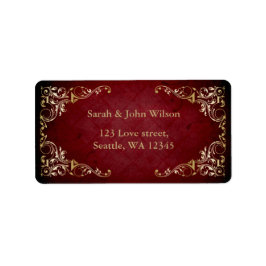 Etiqueta marco dorado rojo