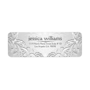 Etiqueta Marco floral gris plateado claro