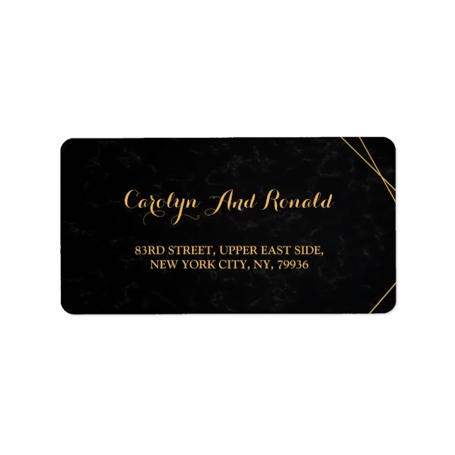 Etiqueta Marco geométrico de moda negro y oro (Frente)