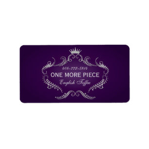 Etiqueta Marco y corona Purpurina morado y plateado