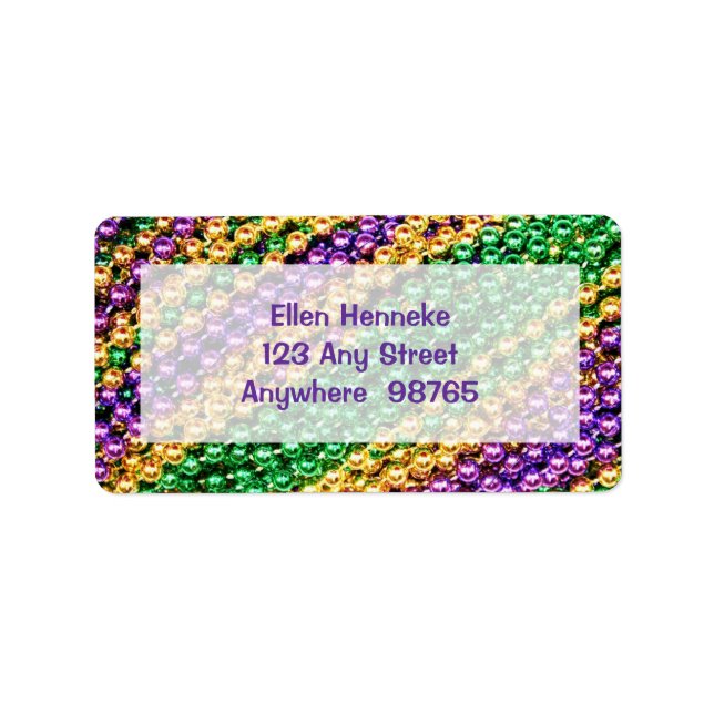 Etiqueta Mardi Gras Beads (Frente)