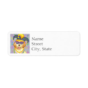 Etiqueta Mardi Gras Golden Retriever