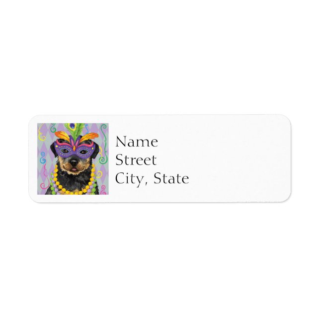 Etiqueta Mardi Gras Rottweiler (Frente)