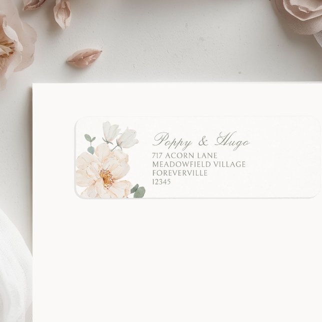 Etiqueta Marfil Blanco | Dirección de devolución de boda fl (Subido por el creador)