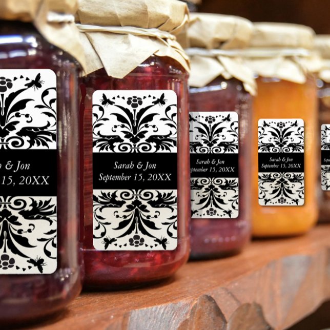 Etiqueta Marfil Bumble Bee Damask Save the Date (Subido por el creador)