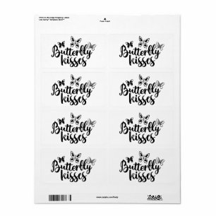 Etiqueta Mariposa besa mariposas Boda blanco negro