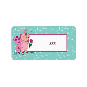 Etiqueta Mariposa con flor