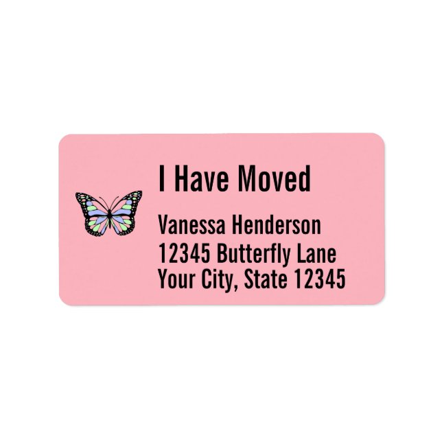 Etiqueta Mariposa de bonito en Invitación de movimiento ros (Frente)