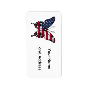 Etiqueta Mariposa de la Bandera Americana Patriótica