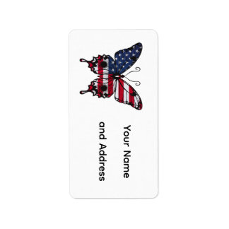 Etiqueta Mariposa de la Bandera Americana Patriótica