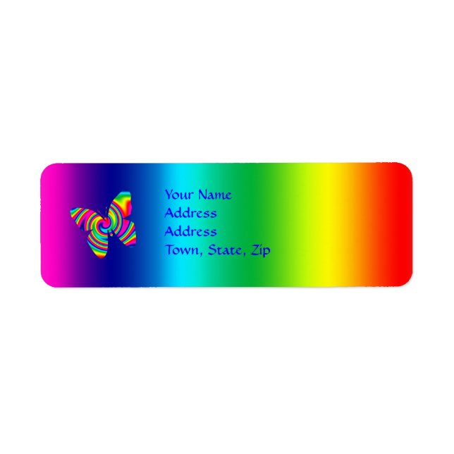 Etiqueta Mariposa en forma de arcoiris (Frente)