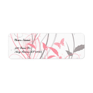 Etiqueta Mariposa en honeysuckle rosa y gris