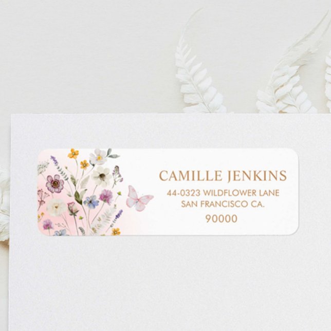 Etiqueta Mariposa Floral Garden Baby Shower (Butterfly Floral Address Label)