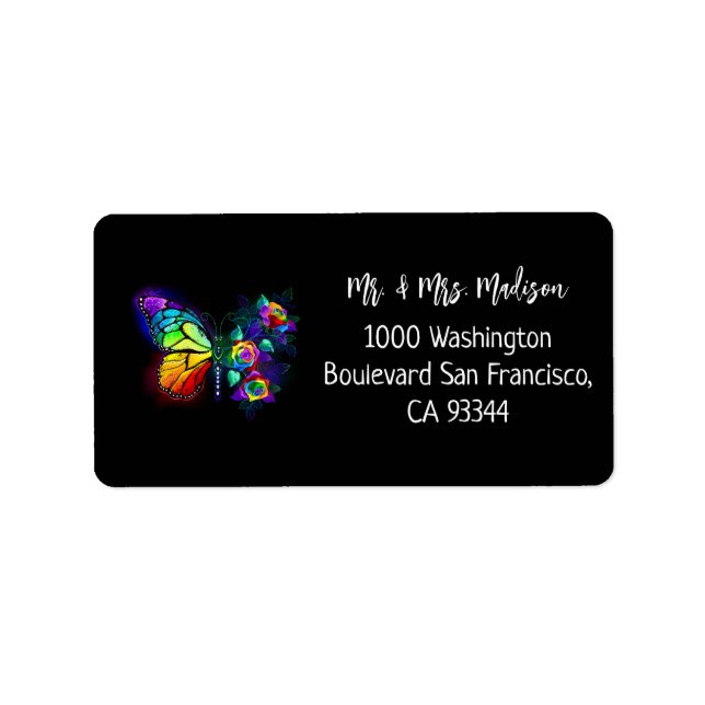 Etiqueta Mariposa florida arcoiris (Frente)