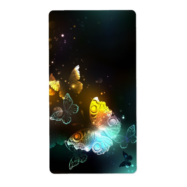 Etiqueta Mariposa luminosa y mariposas nocturnas (Frente)