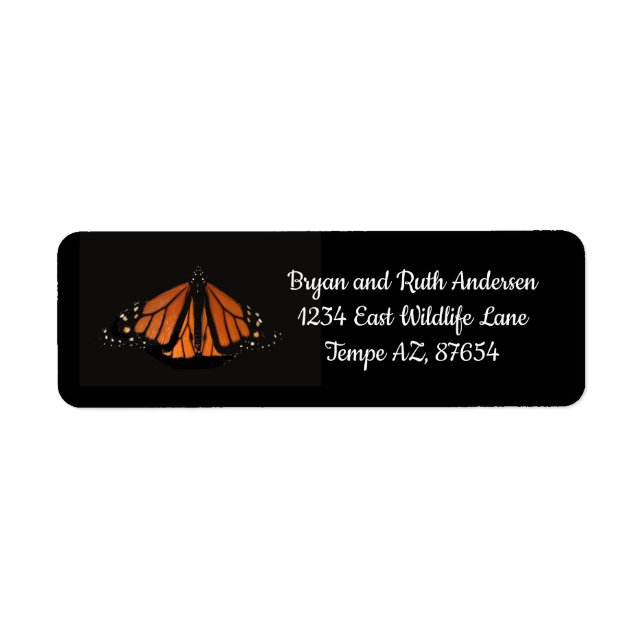 Etiqueta Mariposa monarca en la llave del Naranja (Frente)