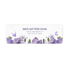 Etiqueta Mariposa morada floral