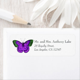 Etiqueta Mariposa morada y verde