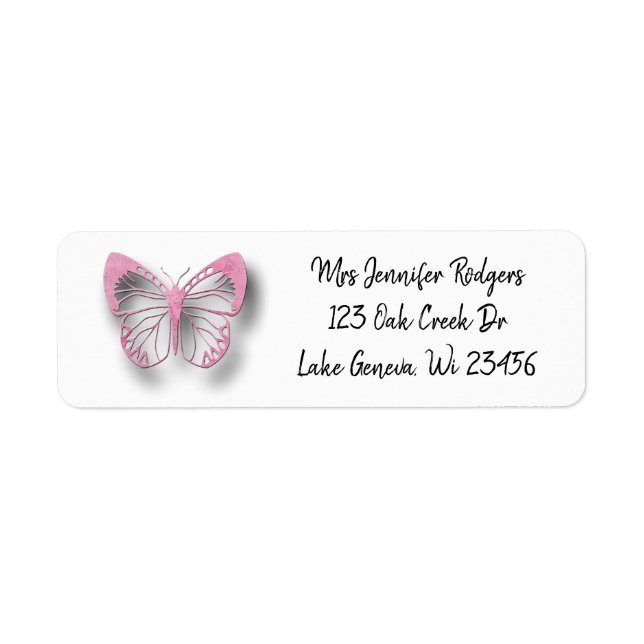Etiqueta Mariposa rosa (Frente)