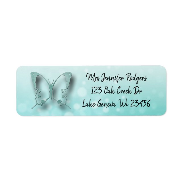 Etiqueta Mariposa verde azulada (Frente)