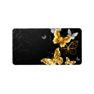 Etiqueta Mariposas doradas y blancas