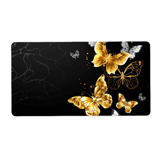 Etiqueta Mariposas doradas y blancas (Frente)