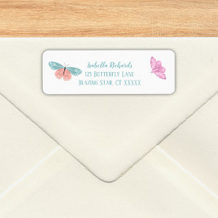Etiqueta Mariposas Florales Boho Hermosas