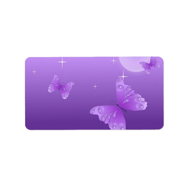 Etiqueta Mariposas púrpuras en el sol (Frente)
