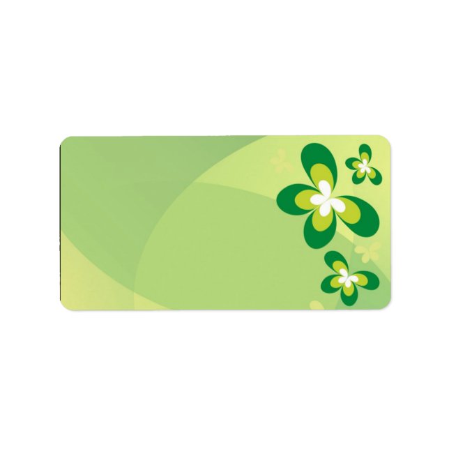 Etiqueta Mariposas verdes en blanco (Frente)