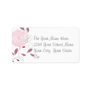 Etiqueta Mariposas y crisantemo rosado