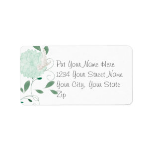 Etiqueta Mariposas y crisantemo verde