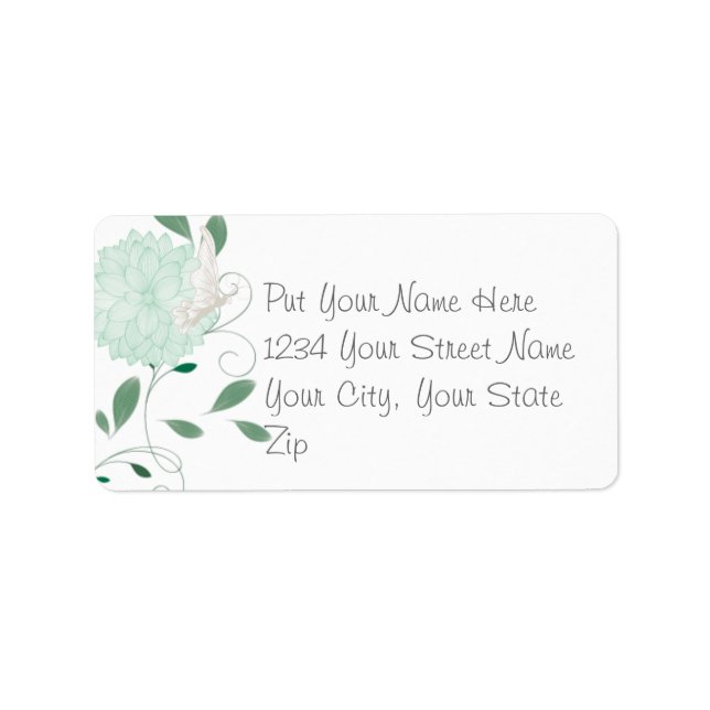 Etiqueta Mariposas y crisantemo verde (Frente)