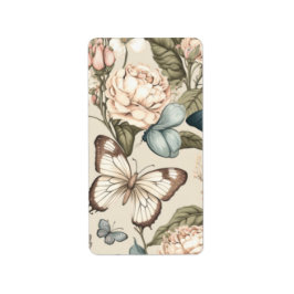 Etiqueta Mariposas y flores pastel