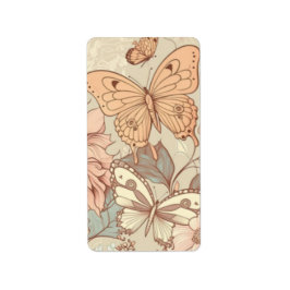 Etiqueta Mariposas y flores pastel