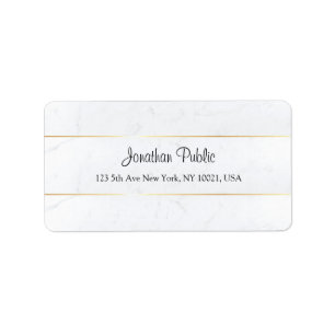 Etiqueta Mármol blanco personalizado Faux Gold manuscrito