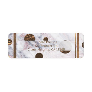 Etiqueta Mármol de remolino de bronce de cobre rosa chic gl