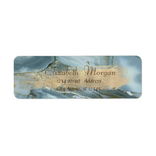 Etiqueta Mármol Fresco Elegante, Trazo de Pincel de Oro Fal
