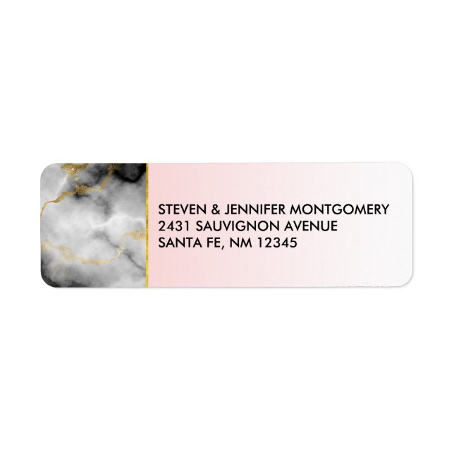 Etiqueta Mármol gris humeante moderno con cinta de oro (Frente)