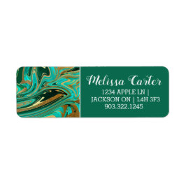 Etiqueta Mármol líquido verde y dorado